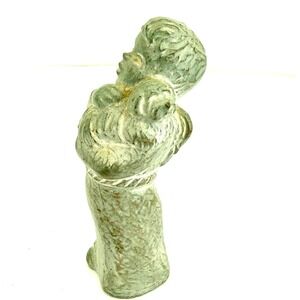 Isabel Bloom 2001 Boy Holding Dog Concrete Sculpture‎ Signed Figurine Garden Art